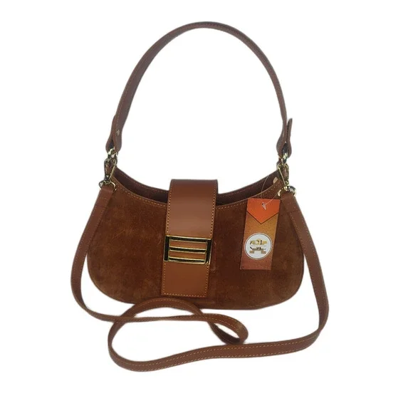 Charlie Leather Stazalina Rich Cognac/Brown Small Handbag & Crossbody - NWT - Picture 6 of 12